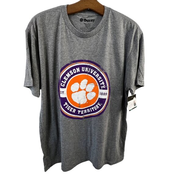 Ouray Tri Blend TShirt Size Large Clemson Tigers Crewneck Premium Heather NEW - Picture 1 of 6
